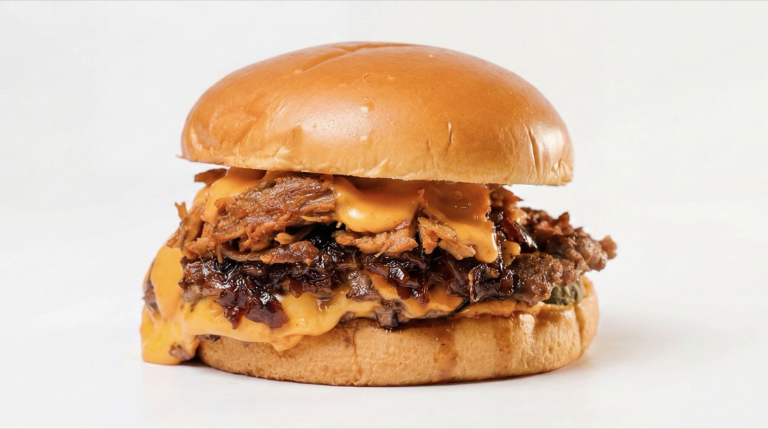 The Smokey Republic smash burger with pulled pork